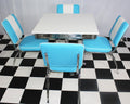Square Table Blue Diner Set