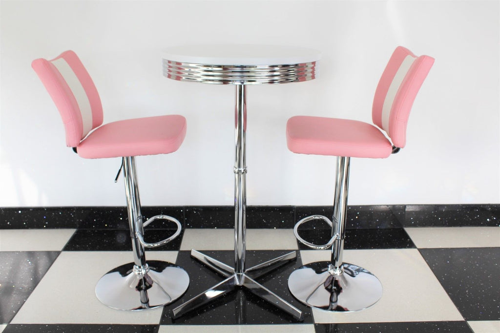 Pink Bistro Set with Claw Base Table