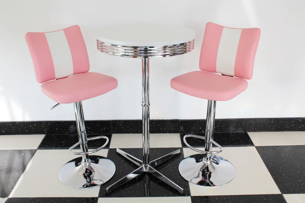 Pink Bistro Set with Claw Base Table